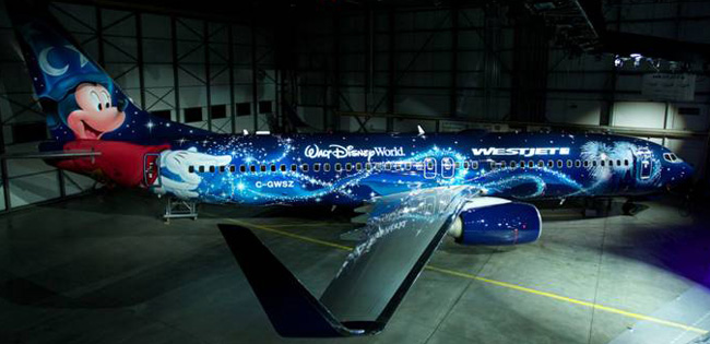 WestJet unveils custom-painted aircraft featuring Sorcerer Mickey