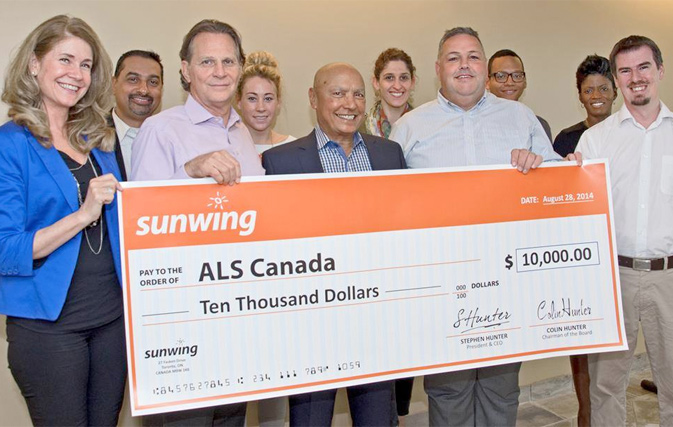 Sunwing’s Facebook campaign raises $10,000 for ALS Canada