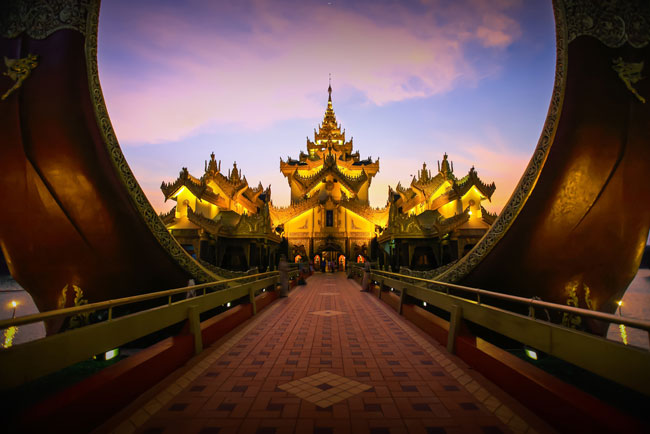 Karaweik palace in Yangon, Myanmar. 