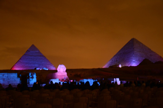 Pyramids at night