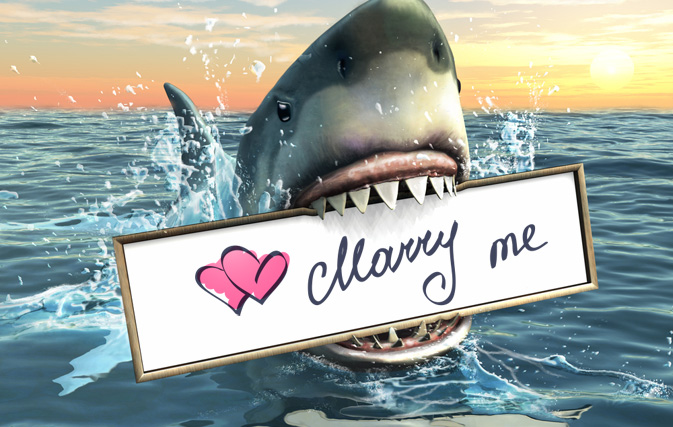 A marriage proposal with sharks on Valentine's Day