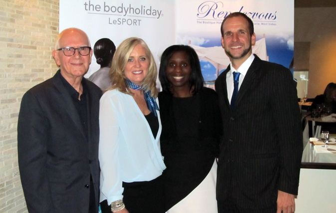 Clive Farmer, Board Director, the BodyHoliday and Rendezvous both in St. Lucia; Judy Duncan, Canadian Sales Manager Sunswept Resorts; Alison Theodore, St. Lucia’s Regional Marketing Manager Canada; and Armin Asceric, Brand & Marketing Manager Sunswept Resorts.