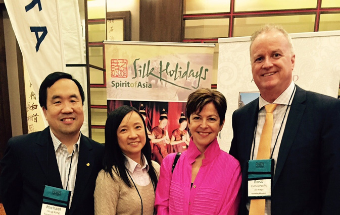 The Canada chapter of the Pacific Asia Travel Association is alive and well. Seen here at last week’s PATA Canada event are (left to right): Michael Lim, Director, Canada, South & Central Americas for the Hong Kong Tourism Board; Yuan Kan Wong, Marketing Manager for the Hong Kong Tourism Board; Kayla Shubert, representative for Canada for the Tourism Authority of Thailand; and Ross Cronin, GM Sales – Eastern Canada for Cathay Pacific Airways.