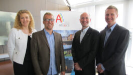 Promoting Alsace in Toronto are Melanie Paul-Hus, deputy director in Canada for Atout France; Alexandre Willmann, Tourism and Sales Unterlinden Museum in Colmar; Jean-Christophe Harrang, Business Development Manager Access Alsace; and Yann Jadis, representative Ontario, Access Alsace.
