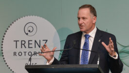 New Zealand's Prime Minister John Key speaks in his dual role as Minister for Tourism at TRENZ in Rotorua.