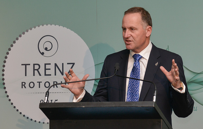 New Zealand's Prime Minister John Key speaks in his dual role as Minister for Tourism at TRENZ in Rotorua.