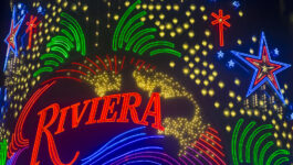 The Riviera hotel and casino sign on September 21, 2013 in Las Vegas. The Riviera opened on 1955 and is one of the first hotel casinos to open in the Las Vegas strip
