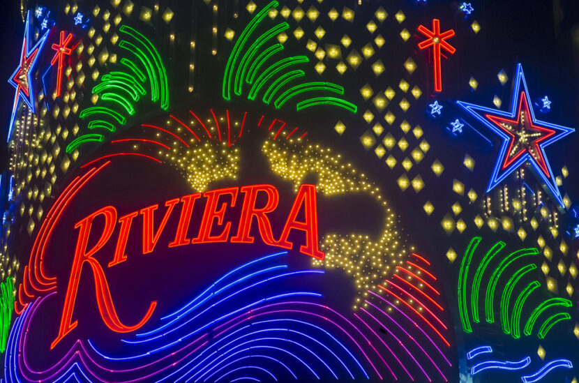 The Riviera hotel and casino sign on September 21, 2013 in Las Vegas. The Riviera opened on 1955 and is one of the first hotel casinos to open in the Las Vegas strip