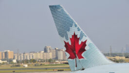 TORONTO AIRPORT, TORONTO CANADA - SEPTEMBER 22, 2014: AIR CANADA PLANE READY TO TAKE OFF