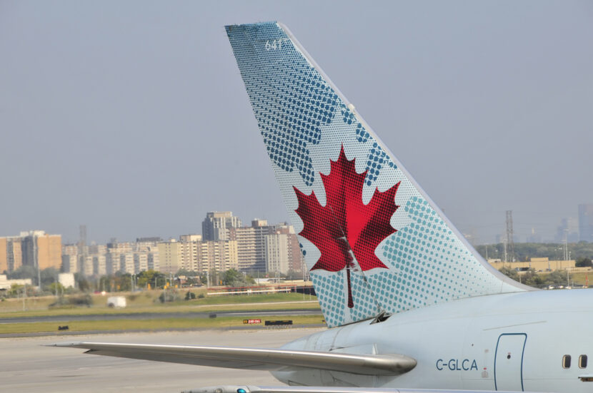 TORONTO AIRPORT, TORONTO CANADA - SEPTEMBER 22, 2014: AIR CANADA PLANE READY TO TAKE OFF