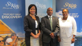 Racquel Brown, CEO St. Kitts Tourism Authority; Lindsay Grant, St. Kitts Minister of Tourism, International Trade, Industry and Commerce; and Carolyn James, Director Canada St. Kitts Tourism Authority, outlined a big increase in the number of rooms on the island at an event in Toronto.