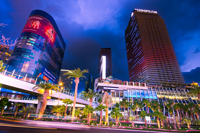 The never-finished Harmon stands next to The Cosmopolitan. 