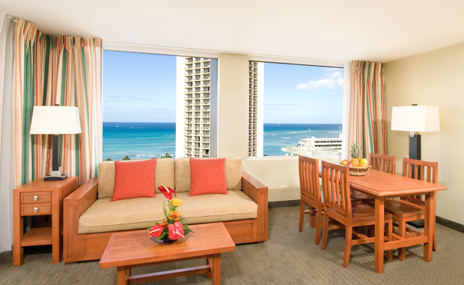 An ocean view suite in the heart of Waikiki, without the price tag