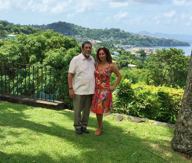 St. Vincent and the Grenadines’ Prime Minister, Dr. Honourable Ralph Gonsalves, and Travelweek’s contributing writer, Francesca Spizzirri.