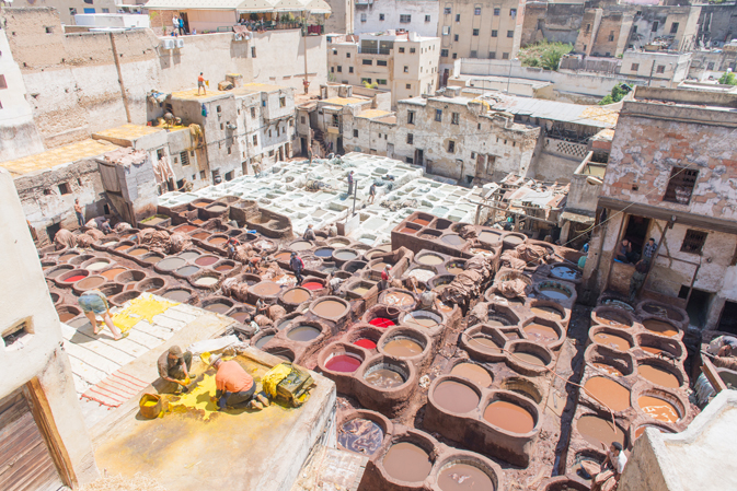 The Chouara leather tanneries of Fez, inside of the old Medina