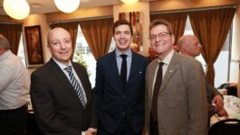 Brussels Airlines commemorates the launch of Toronto-Brussels service at a recent luncheon in Toronto. From l-r: Dirk Baerts, managing director at Egencia Canada Corp.; Christophe Allard, Brussels Airlines' director of North America; and Christian Frayssignes, Vice President of the Belgian Canadian Business Chamber.