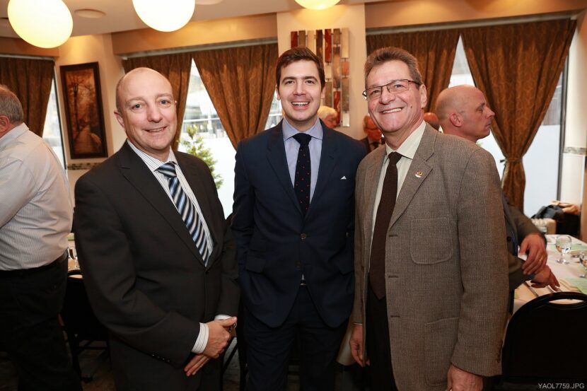 Brussels Airlines commemorates the launch of Toronto-Brussels service at a recent luncheon in Toronto. From l-r: Dirk Baerts, managing director at Egencia Canada Corp.; Christophe Allard, Brussels Airlines' director of North America; and Christian Frayssignes, Vice President of the Belgian Canadian Business Chamber.