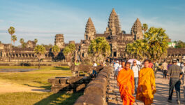 Cambodia bars cars near Angkor Wat temple