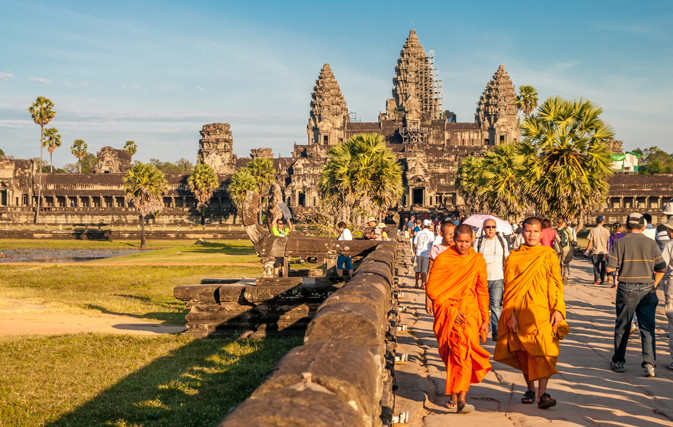 Cambodia bars cars near Angkor Wat temple