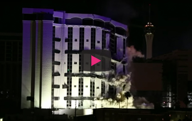 Vegas says good-bye with a bang. Video of Riviera implosion