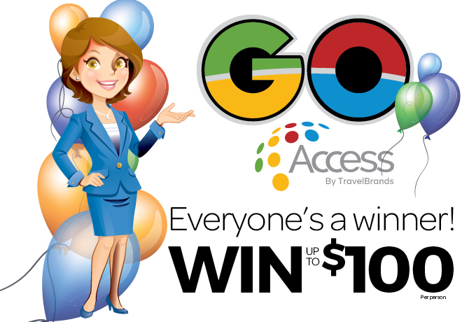 Win up to $100 per booking with GO ACCESS game from TravelBrands