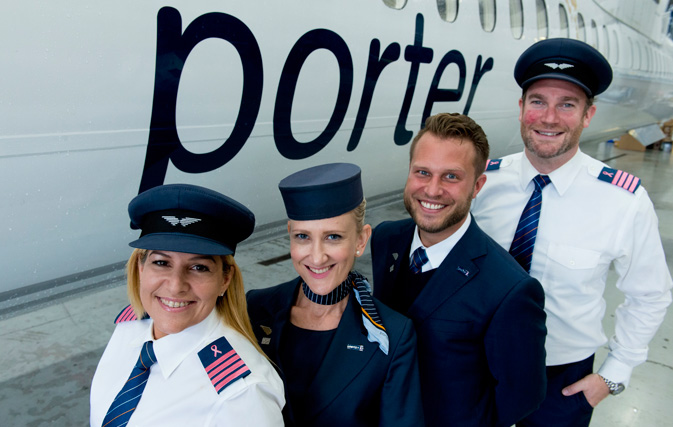 Porter Airlines crew #FlyPink with custom epaulets, pins for October  
