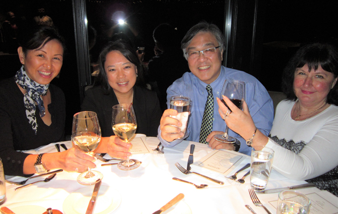 Vancouver-area Transat Travel agents turned out for the Collette winter product launch at Seasons in the Park, the hilltop restaurant with spectacular views of Vancouver.  Left to right are: Gina Alan, branch coordinator, Nancy Lam, sales manager, Byron Kwan, senior travel professional, and Tatyana Dmukhovska, senior travel professional. Collette rolled out new travel tours and more incentives for agents in the coming season. 