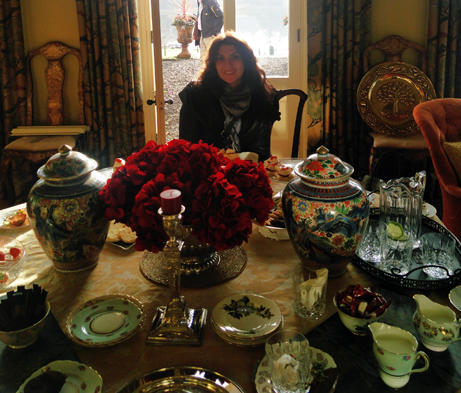 Elena enjoys the morning tea at Blessingbourne Country Estate