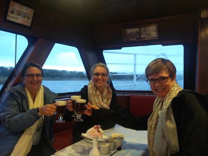 Patricia, Helen and Robin enjoy their Irish Coffee onboard the Corrib Princess