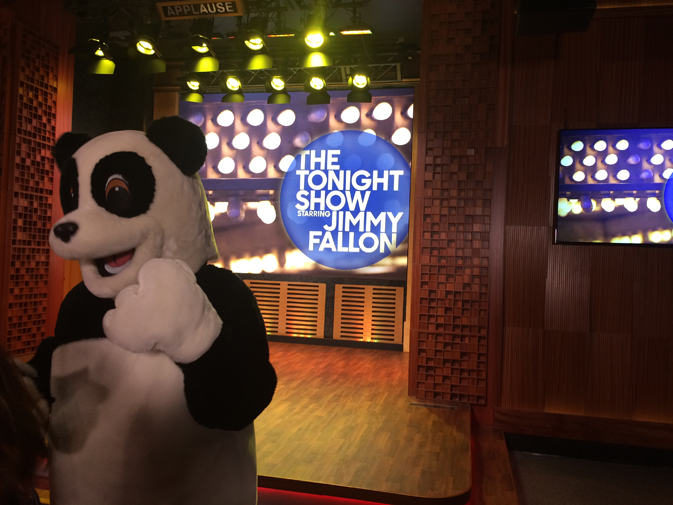 Hashtag the Panda gets to channel King Kong hanging from the Empire State Building in Race Through New York Starring Jimmy Fallon