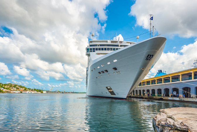 The MSC Opera cruise ship docked at the port of Havana 