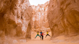 Tourists enjoy in White canyon, Sinai, Egypt