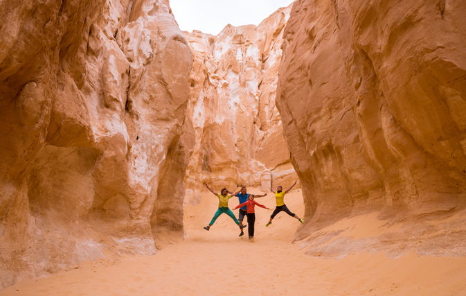 Tourists enjoy in White canyon, Sinai, Egypt
