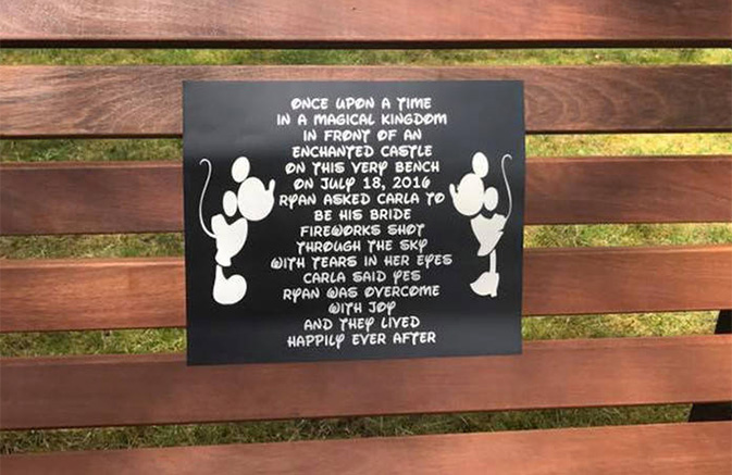 Real-life Prince Charming buys his wife the Disney bench that he proposed on