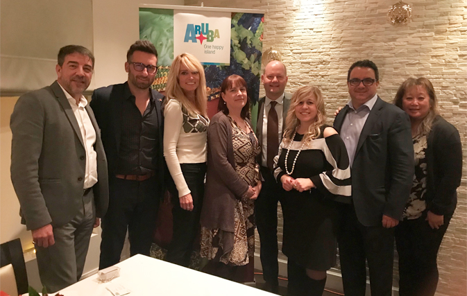 Seen here at the Aruba Tourism Authority dinner as Sassafraz in Toronto are (left to right): Joe DeMarinis, Red Tag Vacations; Federico Beradinucci, Air Canada Vacations; Barb Tudino, Cruise Holidays; Heidi Schnitzer, Air Canada Vacations; Elvi Cal, TravelBrands; Liliana Mancini, Aruba Tourism; Frank DeMarinis, TravelBrands; and Shiela Aue, TPI.