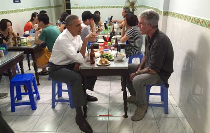 Barack Obama table in Vietnam encased in glass