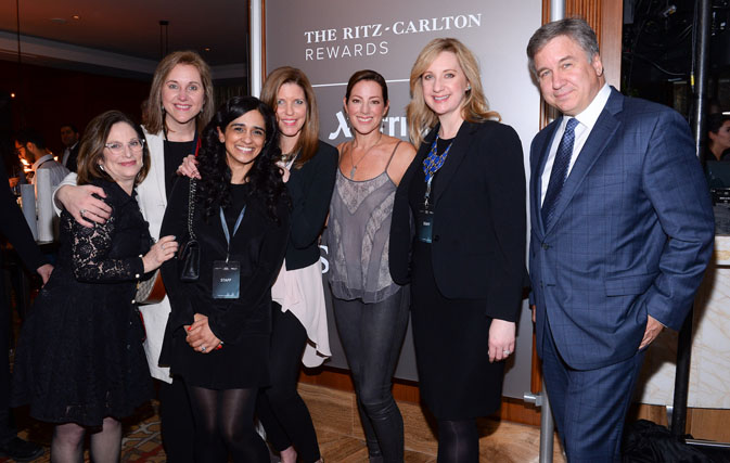 Sarah McLachlan with Don Cleary, President of Marriott Hotels, Canada (far right) and Jennifer Bryl, Director, Loyalty Marketing & CRM, Canada for Marriott International (second from right) with attendees at last night's event