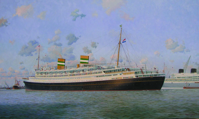 Stephen Card painting on ms Nieuw Amsterdam