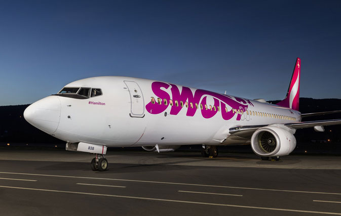 Swoop’s bright magenta livery makes a splash with new pics, video