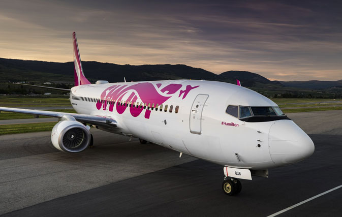 Swoop’s bright magenta livery makes a splash with new pics, video