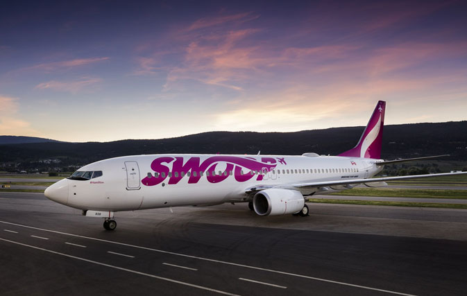 Swoop’s bright magenta livery makes a splash with new pics, video