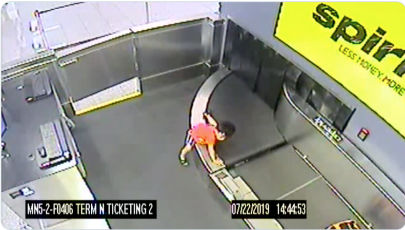 Watch two-year-old boy take a spin on baggage belt at Atlanta airport