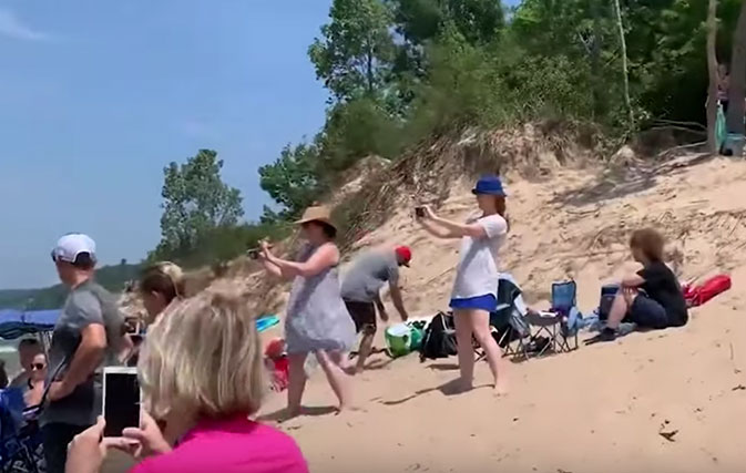 Michigan-beachgoers-left-flabbergasted-after-surprise-visitor-wanders-up-to-the-shore