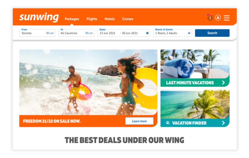 Sunwing launches new “modernized” website