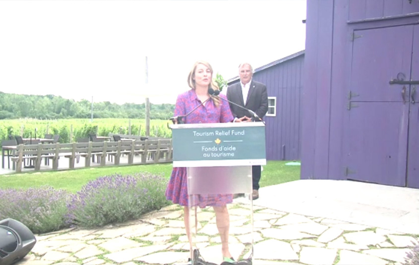 Mélanie Joly, Minister of Economic Development and Official Languages at Closson Chase Winery in Hillier, ON