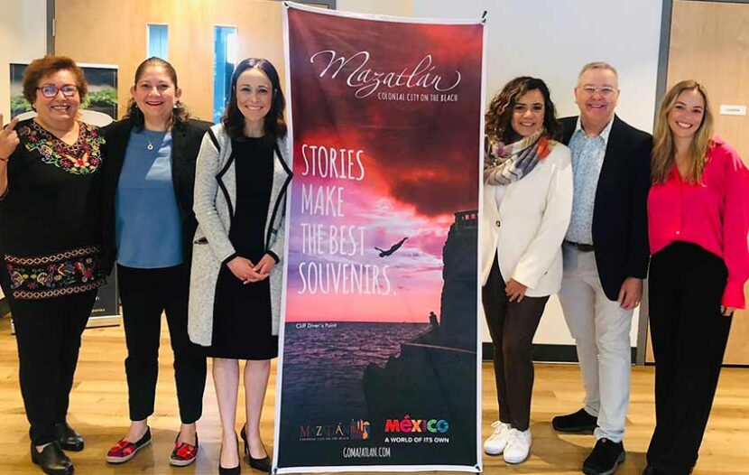 On the road with Mazatlan are (l to r) Maria Viera, Las Flores_ Veronica Rivas, Inter-Active Consulting_ Sofia Ferreira, Sunwing_ Edna Gutierrez, Mazatlan Tourism Board_ Dave Emery, El Cid_ and Ana Trewaltha, Ministry of Tourism of the Sta